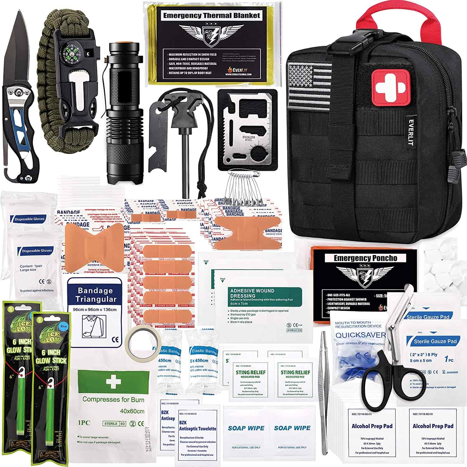 Black Survival First Aid Kit Muli 250 Piece First Aid Kit