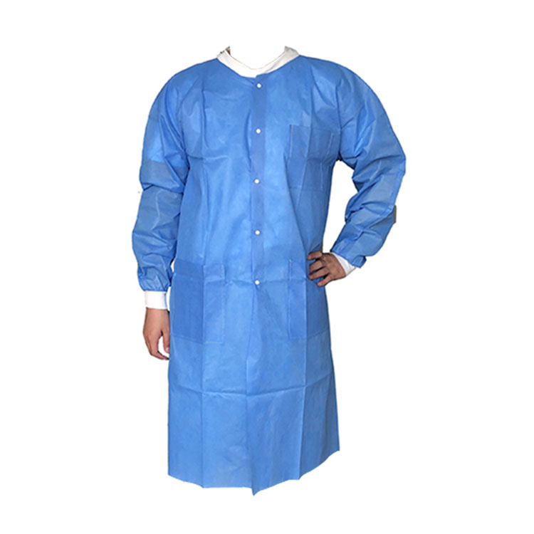 Disposable Pp ndi Pe Nonwoven Acid Resistant Medical Blue Lab Coat