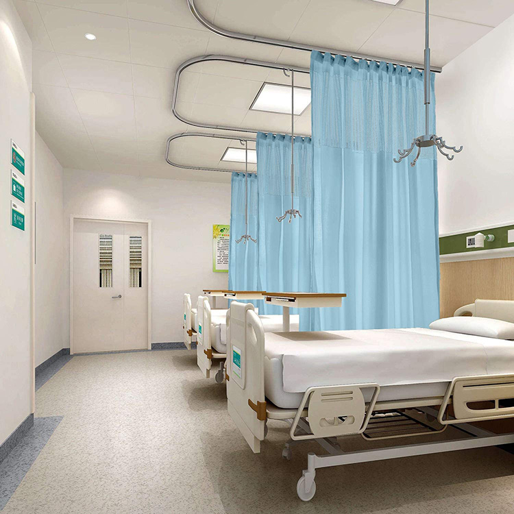 Polyester Tall Hospital Curtain yokhala ndi Flat Hooks for Hospital Medical in Privacy Hospital